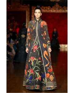 Black Printed And Aari Embroidery Jacket