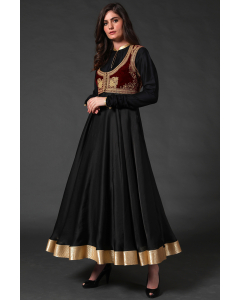 Black Anarkali Set With Embroidered Koti