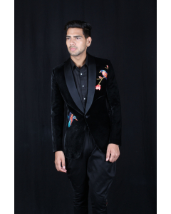 Black Embroidery Mens Jacket