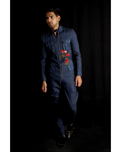 Indigo Embroidery Mens Jacket