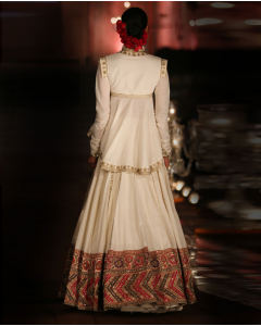 Ivory Flared Top And Embroidered Lengha