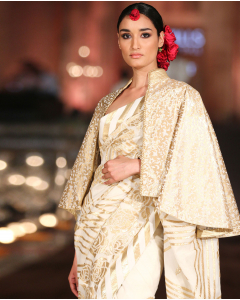Ivory Embroidered Sari
