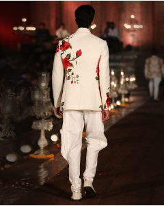 Ivory Quilted Bandhgala Set